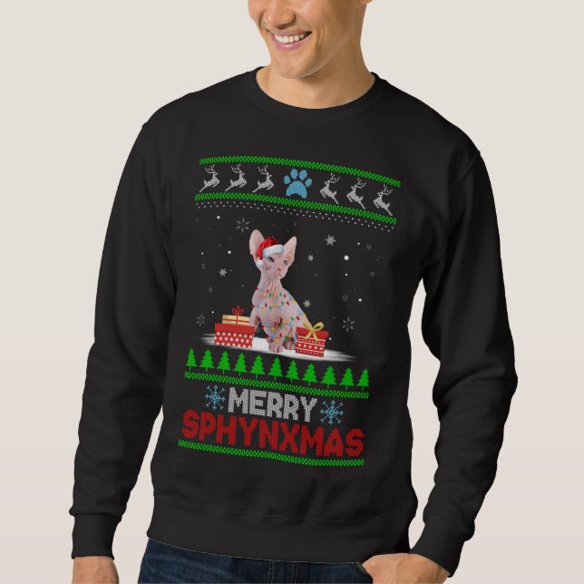 Moletom Sphynx Cat Lover Natal Feio Xmas Sweater Sphyt (Frente)
