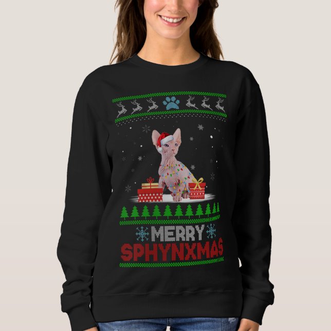 Moletom Sphynx Cat Lover Natal Feio Xmas Sweater Sphyt (Frente)