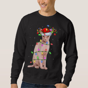 Moletom Sphynx Cat Lover Xmas Lighting Papais noeis Sphynx