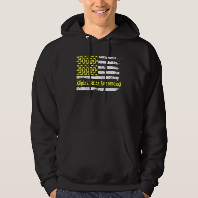 Moletom Spina Bifida Awareness USA Flag American Yellow Su (Frente)