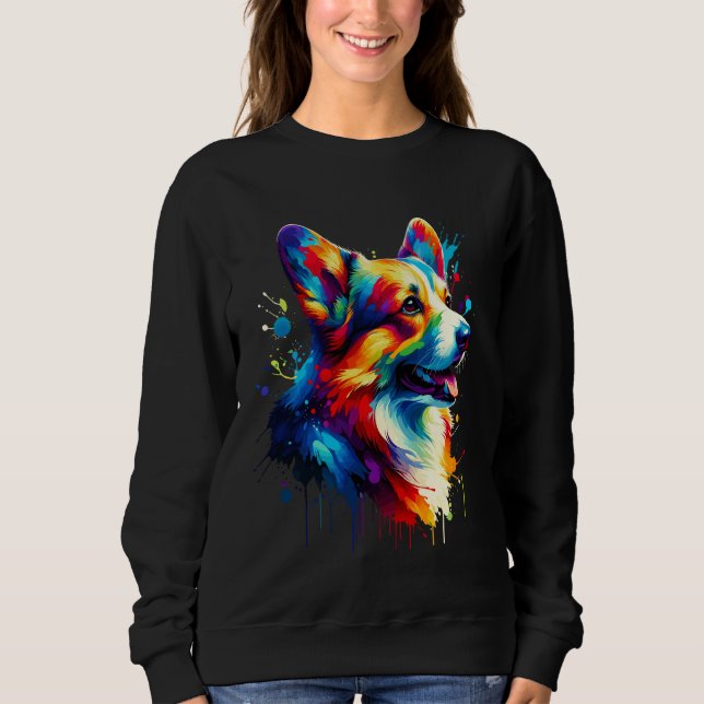 Moletom Splash Art Cardigan Welsh Corgis (Frente)
