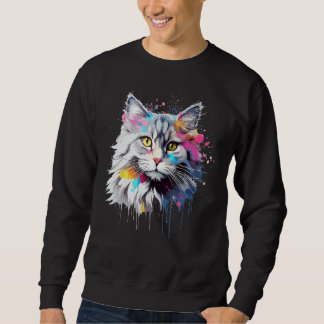 Moletom Splash Art Siberian Cat Face Colorful