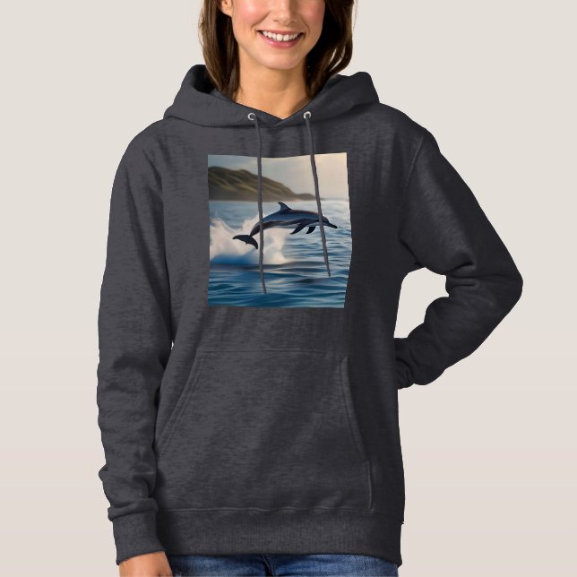 Moletom Splashing Leaping Dolphin: A Dance of Joy in Ocean (Frente)