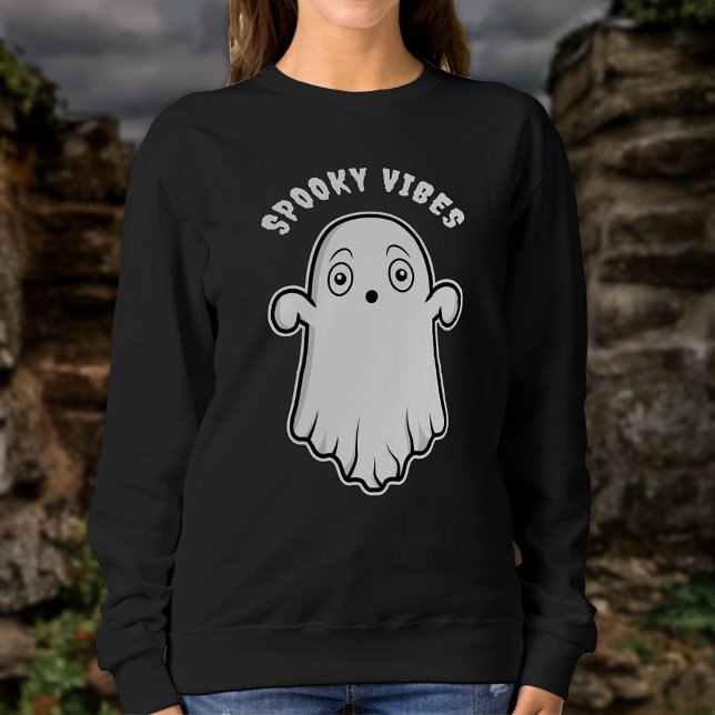 Moletom Spookes Vibes Ghost Cute Cartoon Ghost Halloween (Spooky design for the Halloween season. The text is personalizable.)