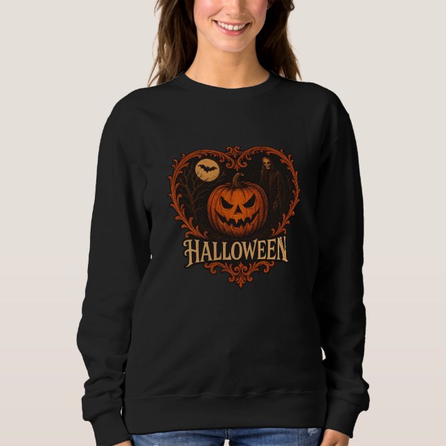 Moletom Spooky Halloween Ghost Women's Basic Sweatshirt –  (Frente)