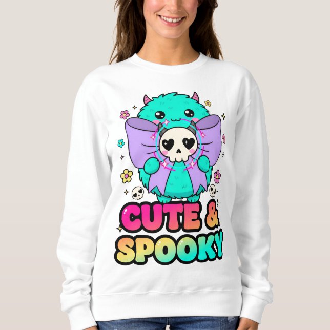 Moletom Spooky Halloween Sweatshirt with Skulls & Stars (Frente)