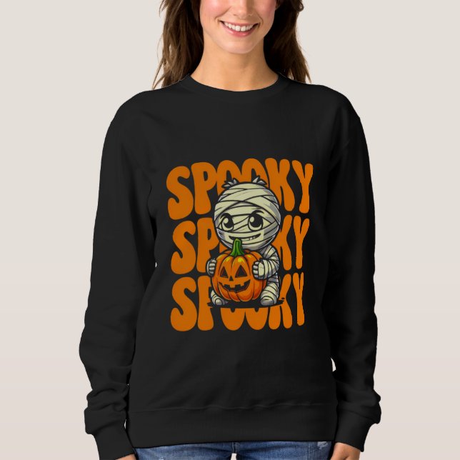 Moletom Spooky Mummy Hugging Pumpkin Halloween (Frente)