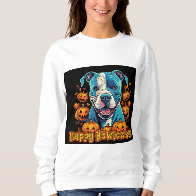 Moletom Spooky Pitbull Happy Howloween (Frente)