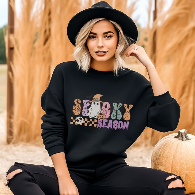 Moletom Spooky Season Retro Groovy Halloween (Criador carregado)