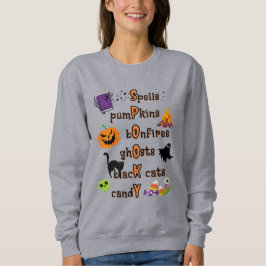 Moletom SPOOKY Spelling com todas as coisas Halloween