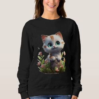 Moletom Spring Garden Kitten Flower Cat Girl Floral Blosso