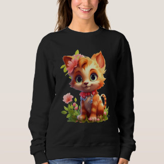 Moletom Spring Garden Kitten Flower Cat Girl Floral Blosso