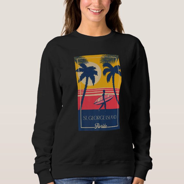 Moletom St George Island Florida Retro Surfer Beach Sunset (Frente)
