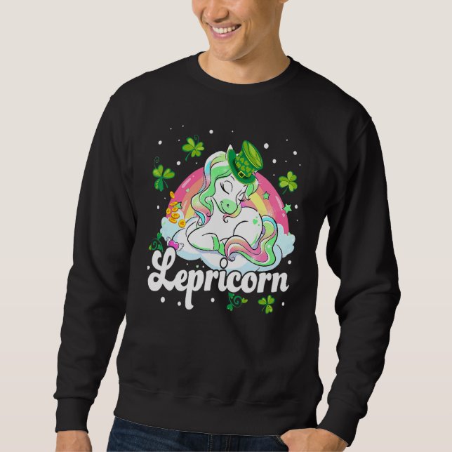 Moletom St Patrick Day Lepricorn Unicorn Leprechaun Kid To (Frente)
