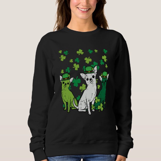 Moletom St Patricks Day Chihuahuas Dog Saint Paddys Men Wo (Frente)