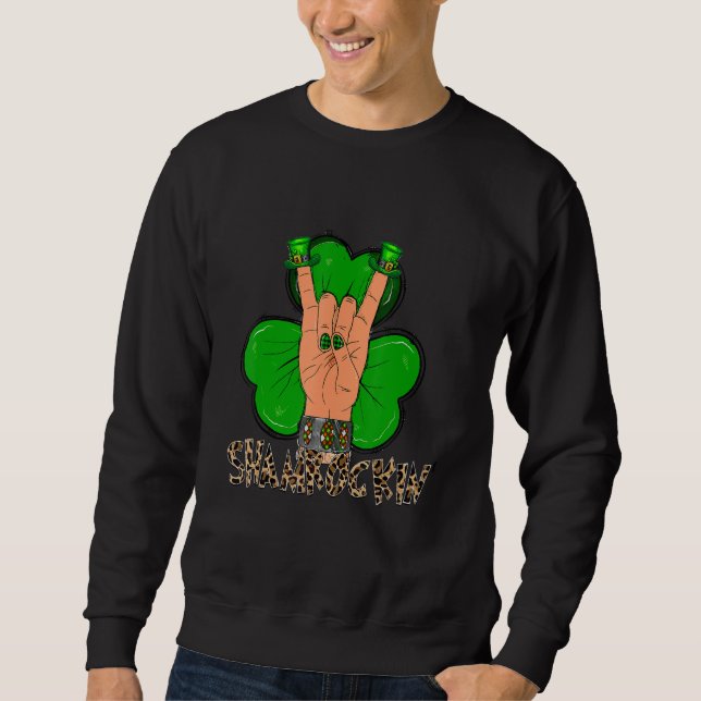 Moletom St. Patrick's Day Happy Go Lucky Green Shamrock Ir (Frente)