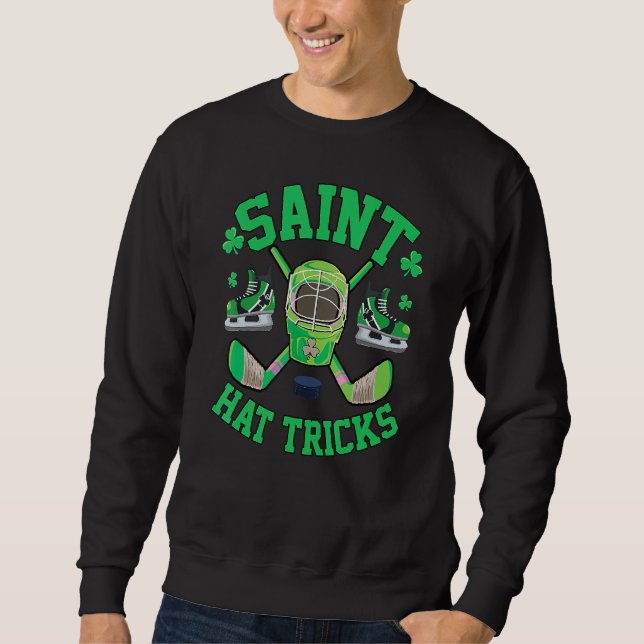 Moletom St Patrick's Day Hockey Saint Hat Tricks Shamrock  (Frente)