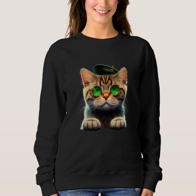 Moletom St Patrick's Day Irish Cute Cat Mom Dad Kitties (Frente)