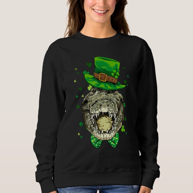 Moletom St Patrick's Day Leprechaun Crocodile Gators Shamr (Frente)