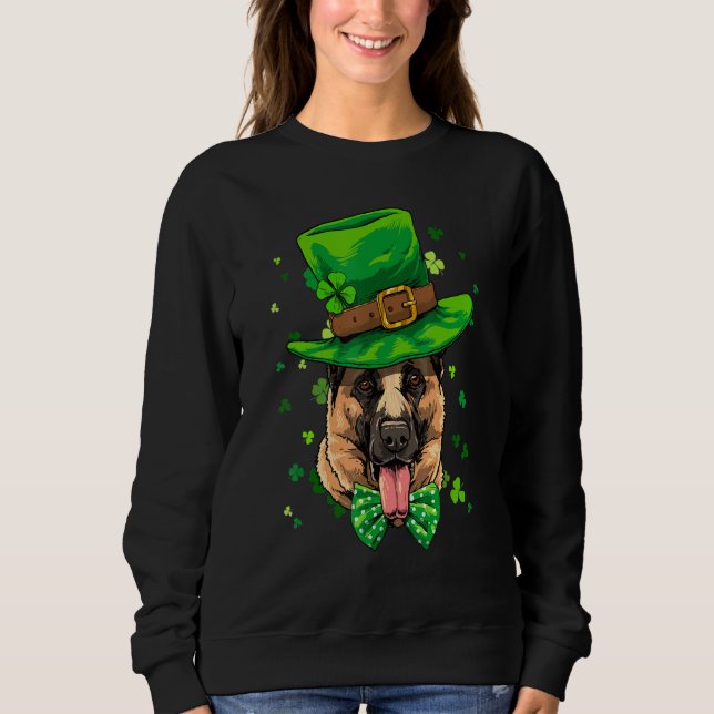 Moletom St Patrick's Day Leprechaun German Shepherd Shamro (Frente)