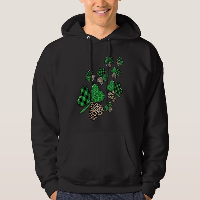 Moletom St Patricks Day Shamrock Irish Leopard Print Plaid (Frente)