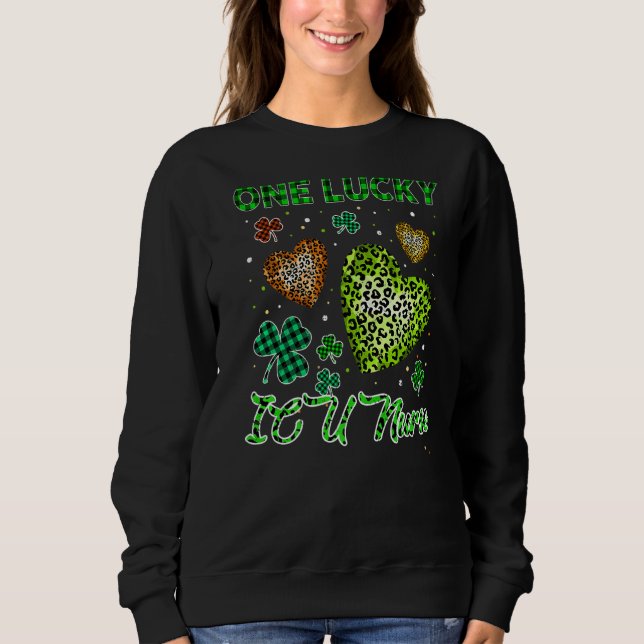 Moletom St Patricks One Lucky Icu Enfermeira Buffalo Leopa (Frente)