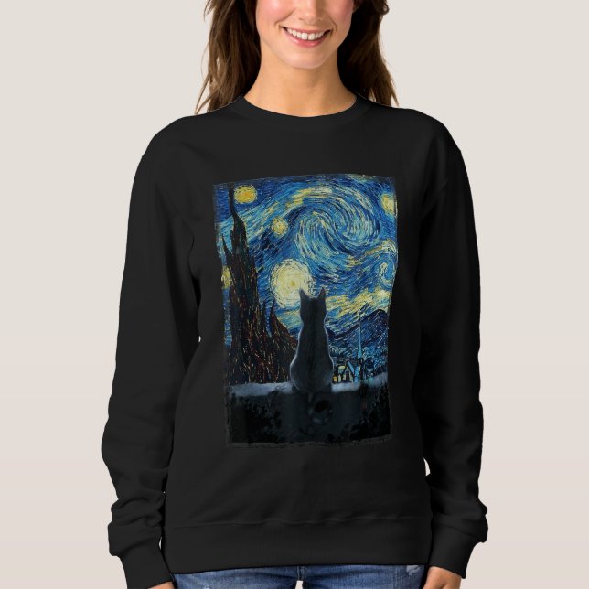 Moletom Starry Night Cat, Van Gogh Cat Adora presentes Cat (Frente)