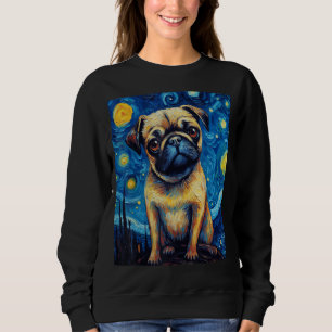 Moletom Starry Night Pug Dog Van Gogh Sky Painting Art Pug