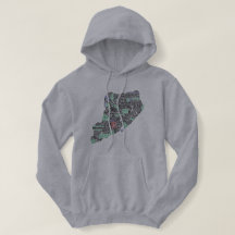 Staten Island NY Typografia Map Hoodie
