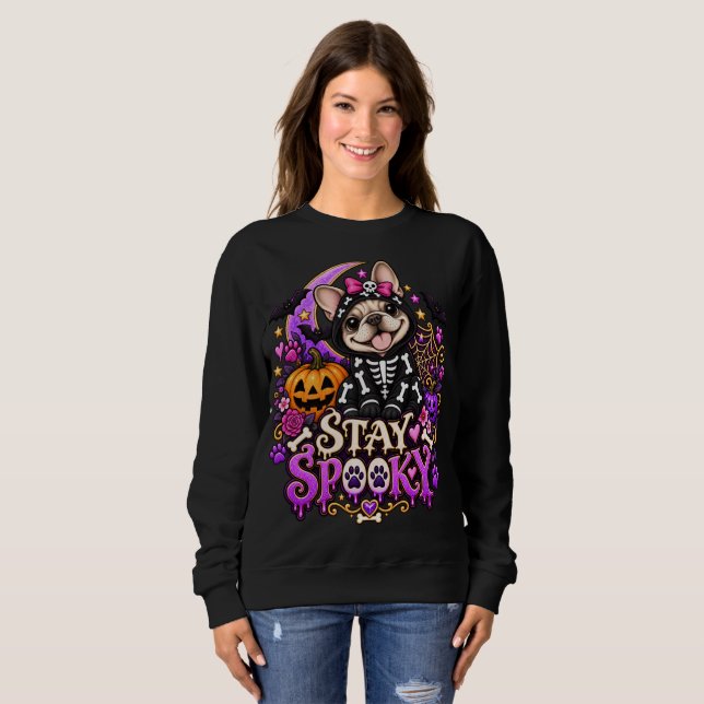 Moletom Stay Spooky Skeleton Frenchie (Frente Completa)