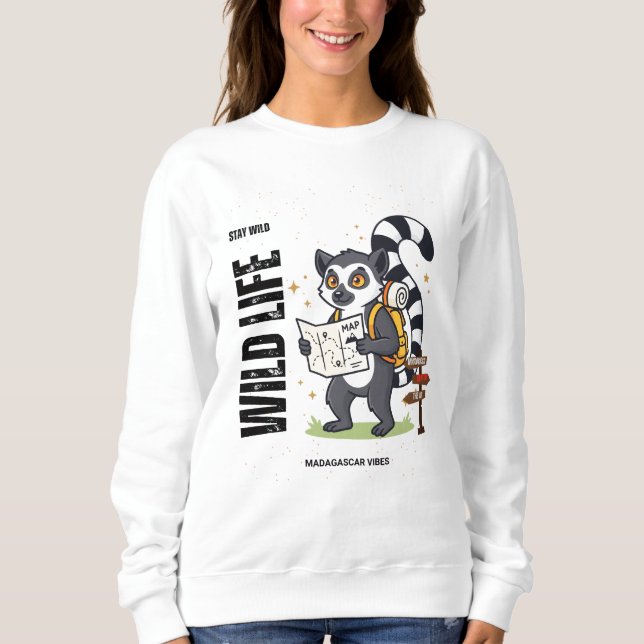 Moletom Stay Wild Lemur Life - Madagascar Vibes Cute lemur (Frente)