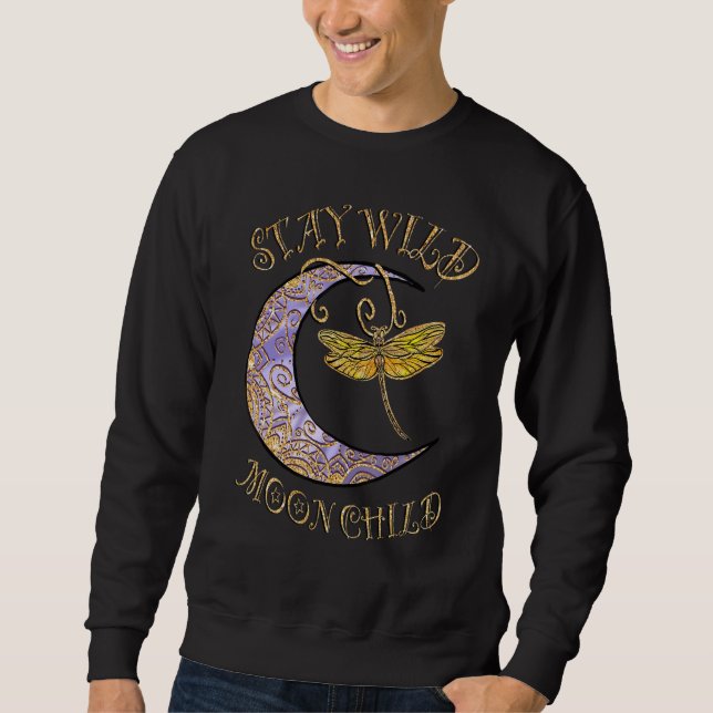 Moletom Stay Wild Moon Child Hippie Crescent Moon Dragonfl (Frente)