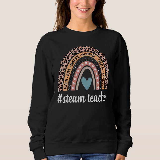 Moletom Steam Teacher Rainbow Leopard Science Technology T (Frente)