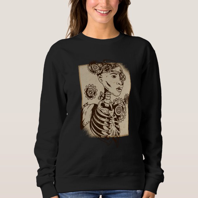 Moletom Steampunk vintage skeleton scary face (Frente)