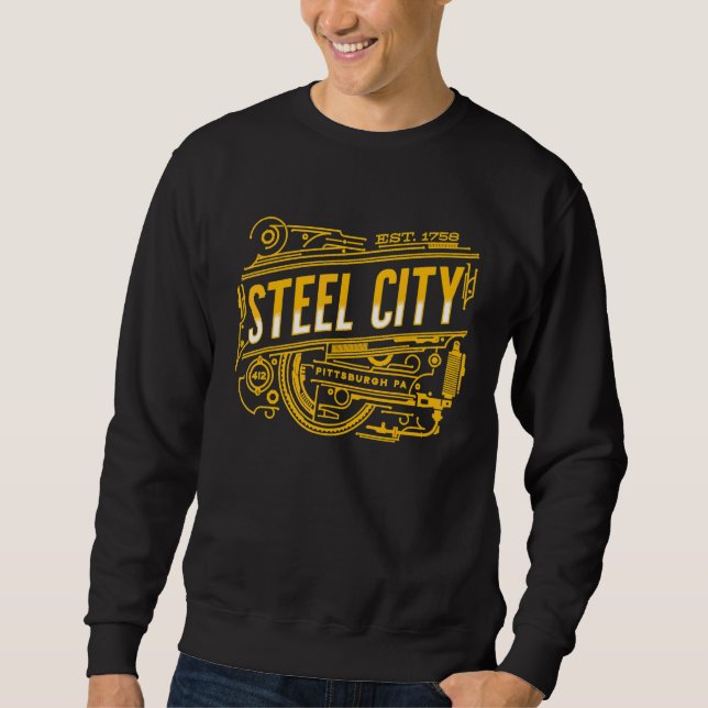 Moletom Steel City Pittsburgh Pensilvânia 412 Home Vintag (Frente)