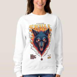 Moletom Steidon Skull - Tee Cabeça de Lobo Flamejante