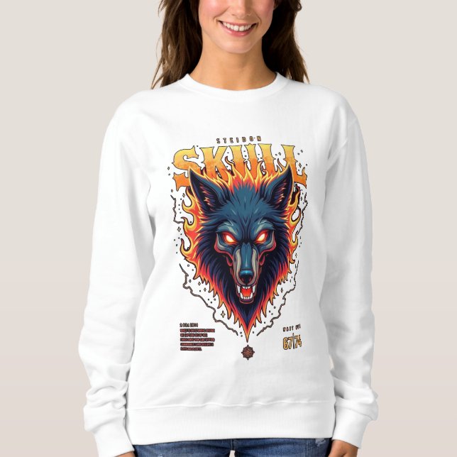 Moletom Steidon Skull - Tee Cabeça de Lobo Flamejante (Frente)