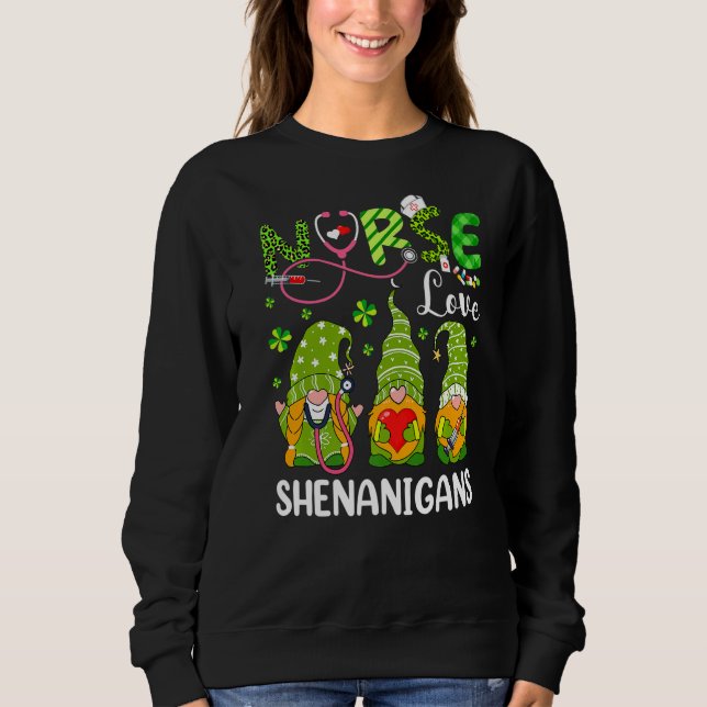 Moletom Stethoscope Irish Gnomos Shenanigans Nurse Rua Pat (Frente)