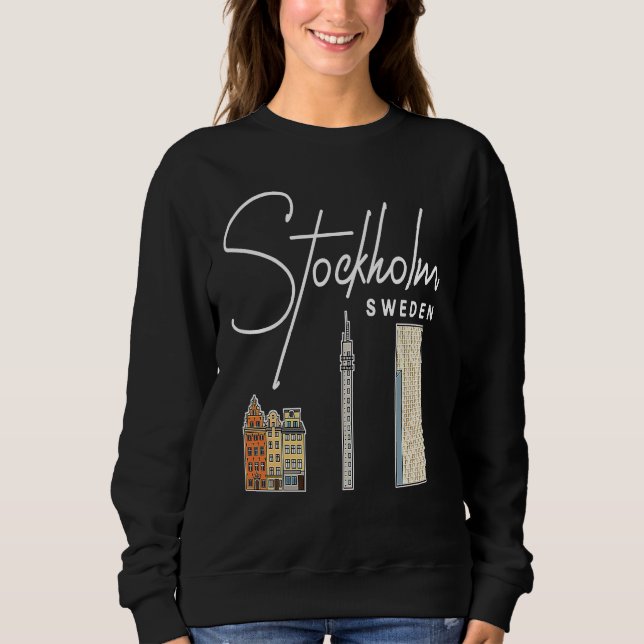 Moletom Stockholm Sweden City Skyline Map Travel (Frente)