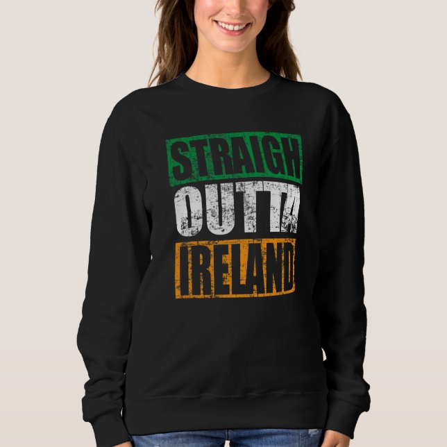Moletom Straight Outta Ireland Retro St. Patrick's Day Gif (Frente)
