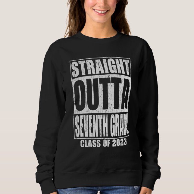 Moletom Straight Outta Seventh Grade Graduation 2023  7th  (Frente)