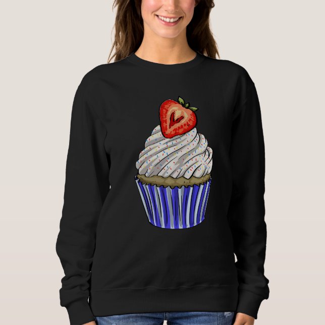 Moletom Strawberry Cup Cakes Plain  Women Baking Muffins L (Frente)