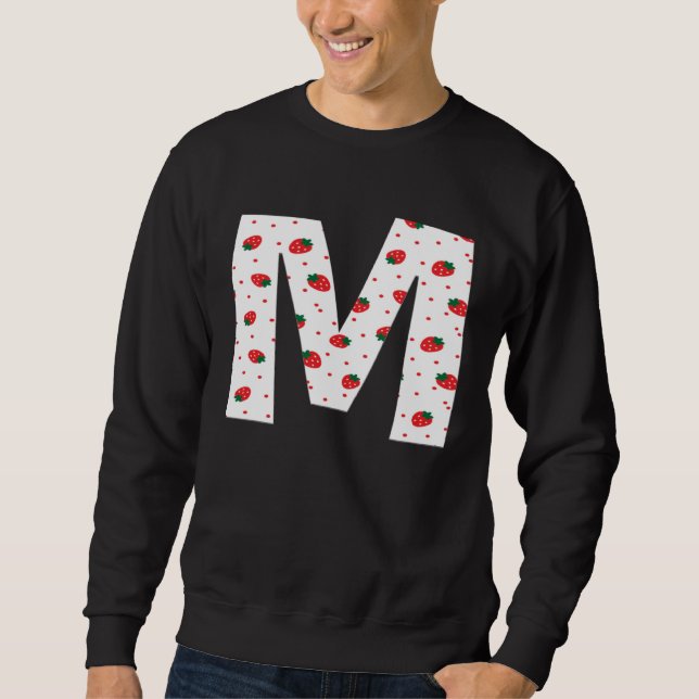 Moletom Strawberry Initial Monogram Letter M Girl (Frente)