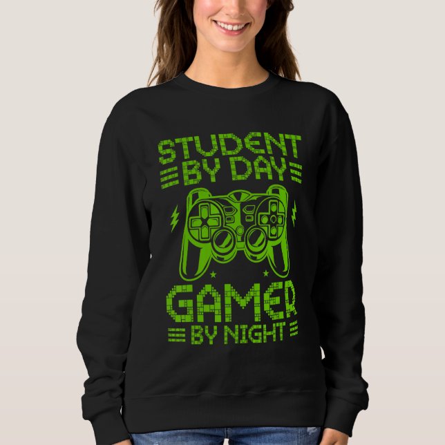Moletom Student By Day Gamer By Night Funny Video Games fo (Frente)