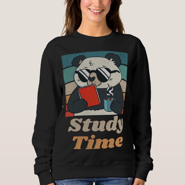 Moletom Study Time Panda Bear Cute  Retro Animal Student (Frente)