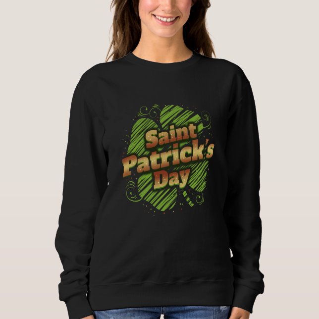 Moletom Stylized Four Leaf C Shamrock For St Patricks Day (Frente)