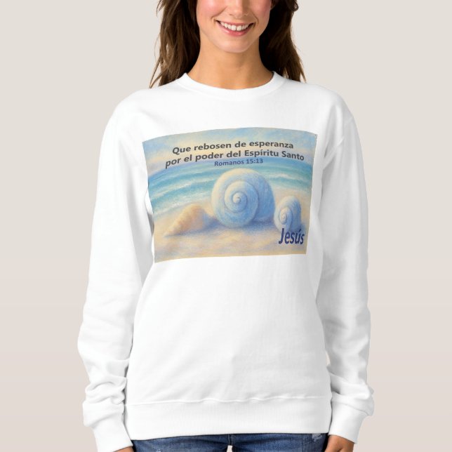 Moletom Sudadera caracolas de Mar con Versículo Romanos (Frente)