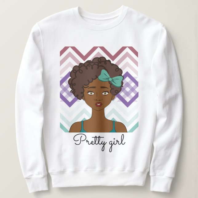 Moletom Sudadera Pretty Girl, con dibujo de chica afro (Frente do Design)