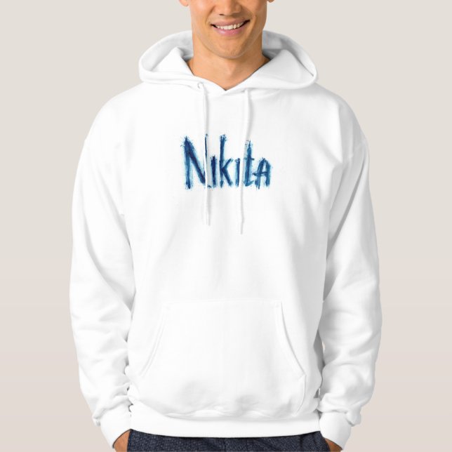 Moletom Sueco de na moda com a inscrição "Nikita (Frente)