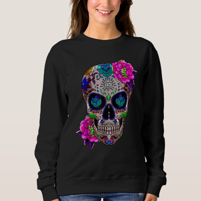 Moletom Sugar Skull Day Of The Dead Cool Bone Head Skulls  (Frente)